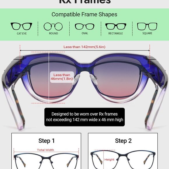 Fit Over Glasses Sunglasses Women TR90 Frame Polarized UV400 Protection - Picture 3 of 6